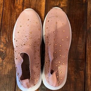 Women's Pink Embellished Slip-On Sneakers